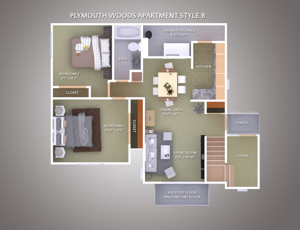 2 Bedroom Apartment for Rent Plymouth Woods Livonia, MI