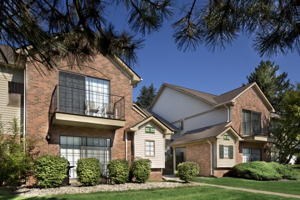 Outside view of Plymouth Woods Apartments