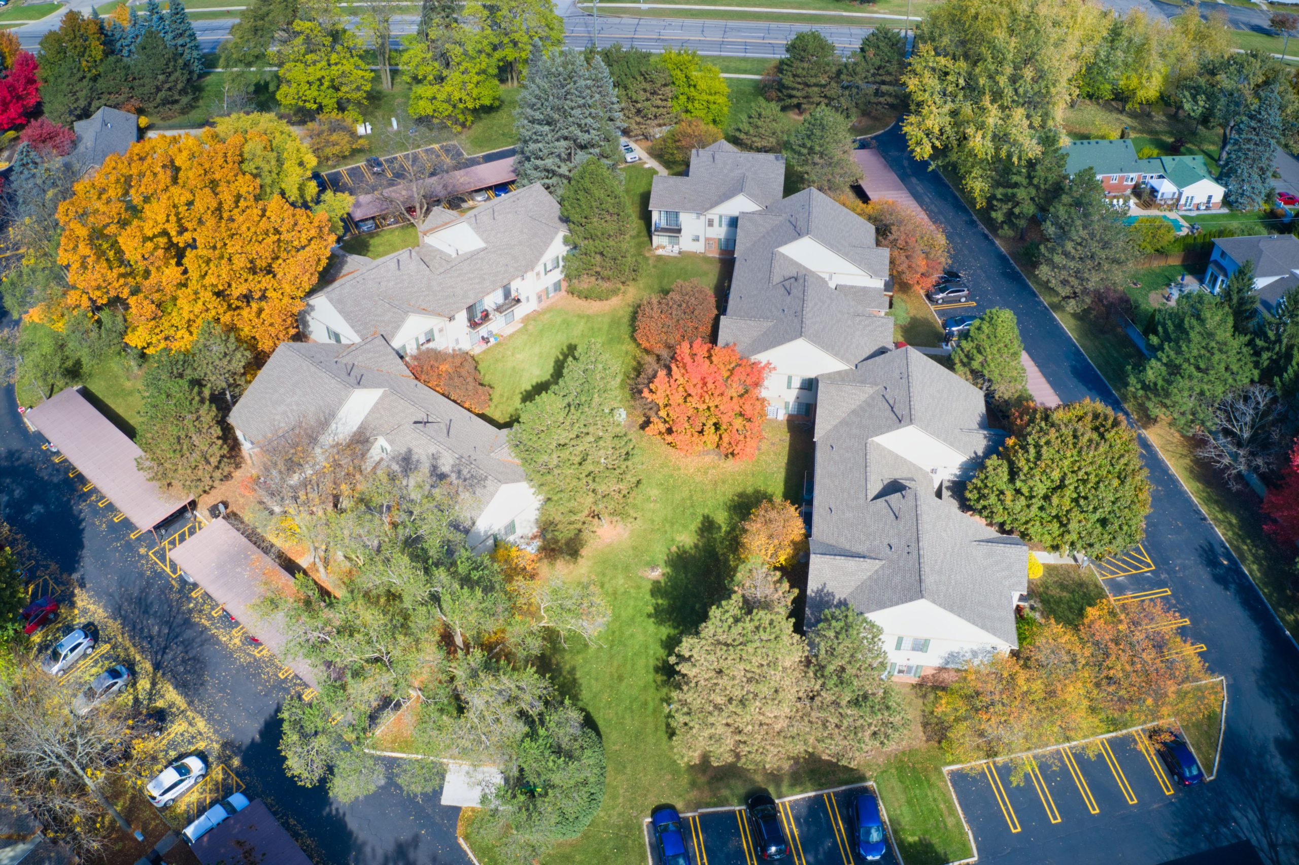 Aerial View of Plymouth Woods Apartments Complex